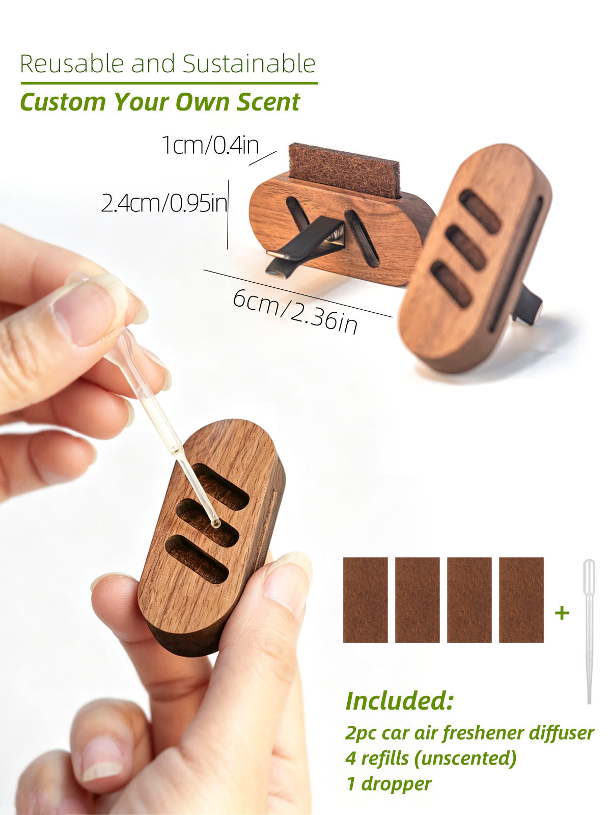 Walnut Wood Car Vent Diffuser 2PCS — Use Your Scent