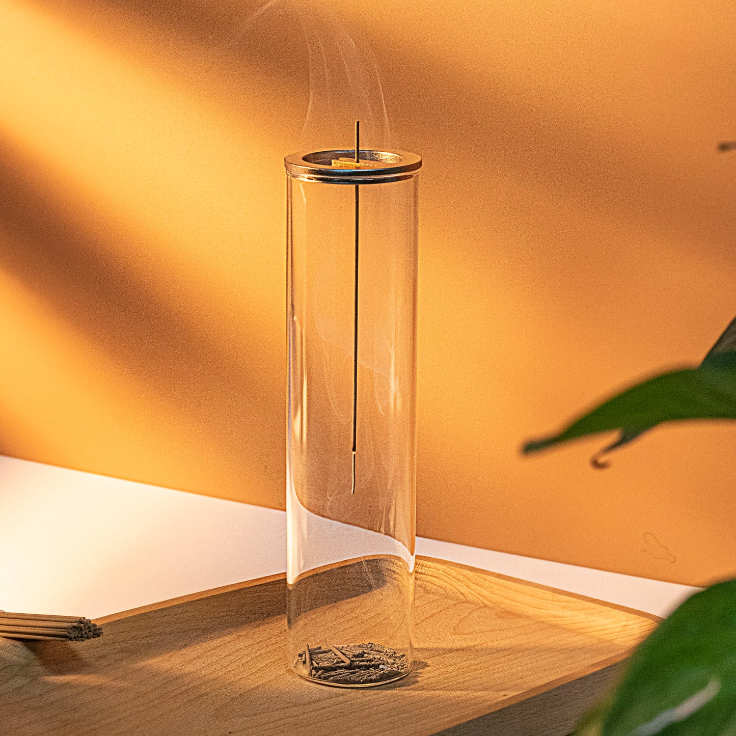 Incense Holder for Sticks [Anti-Ash Flying] with Removable Glass Ash Catcher Mess-Free Incense Burner for Meditation Yoga Spa Room Decor