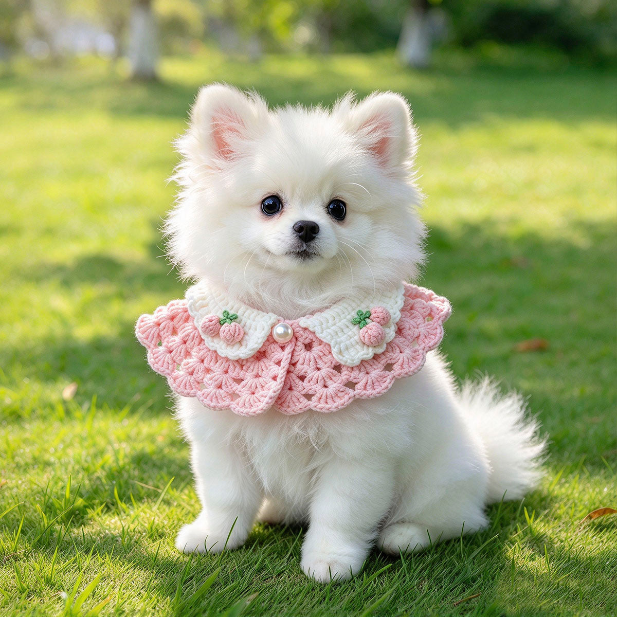 Personalized Hand Crochet Pet Neckwear, Custom Name Stitched Collar & Bib for Furry Friends