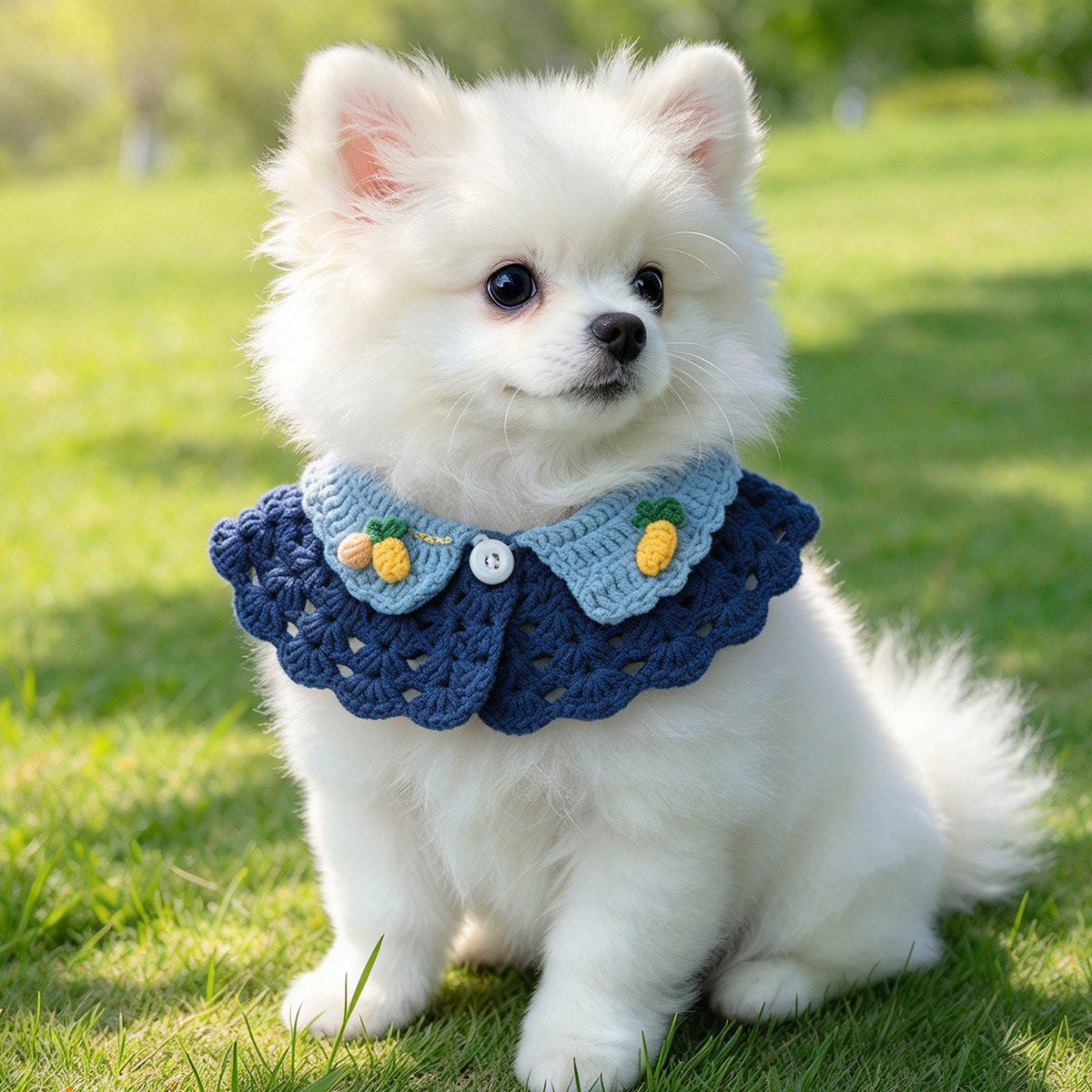 Personalized Hand Crochet Pet Neckwear, Custom Name Stitched Collar & Bib for Furry Friends