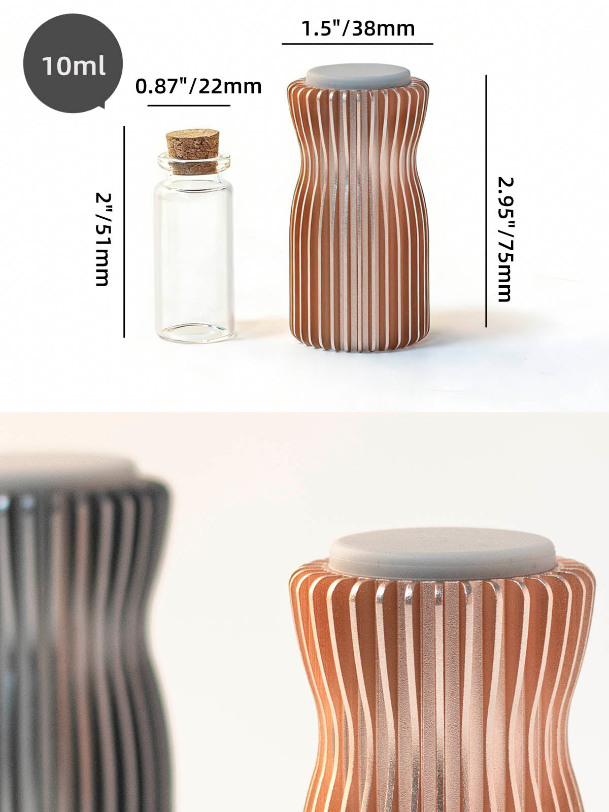 Small Urns for Human Ashes Keepsake, 10ml, Mini Cremation Urn for Pet Ashes Dog Cat, Anodized Aluminum Alloy with Inner Glass Vial, Moisture-Proof Airtight Memorial Urn for Sharing&Travel