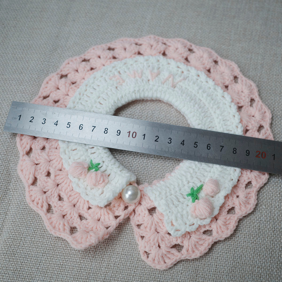 Personalized Hand Crochet Pet Neckwear, Custom Name Stitched Collar & Bib for Furry Friends